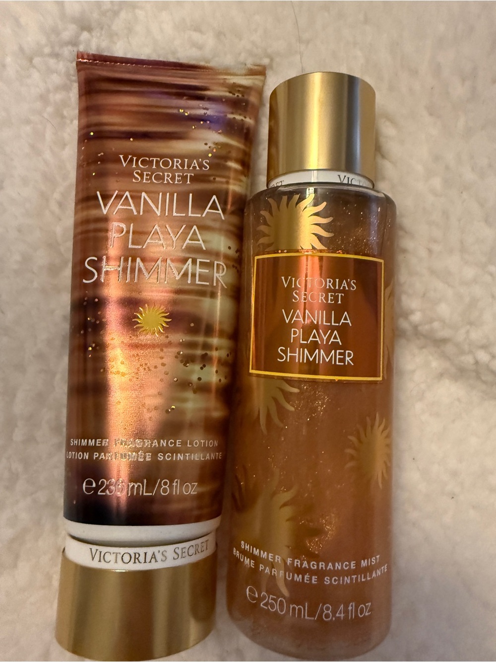 Victoria's Secret Vanilla Playa Shimmer Body Mist - Pink and Gold